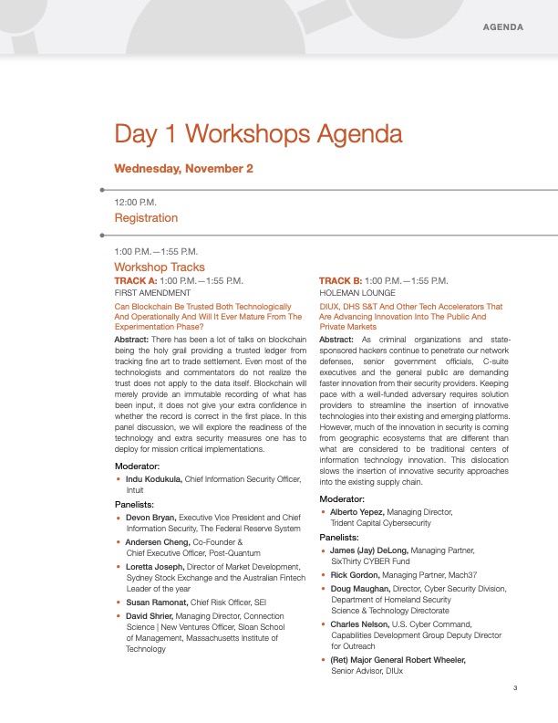 SINET Event Schedule
